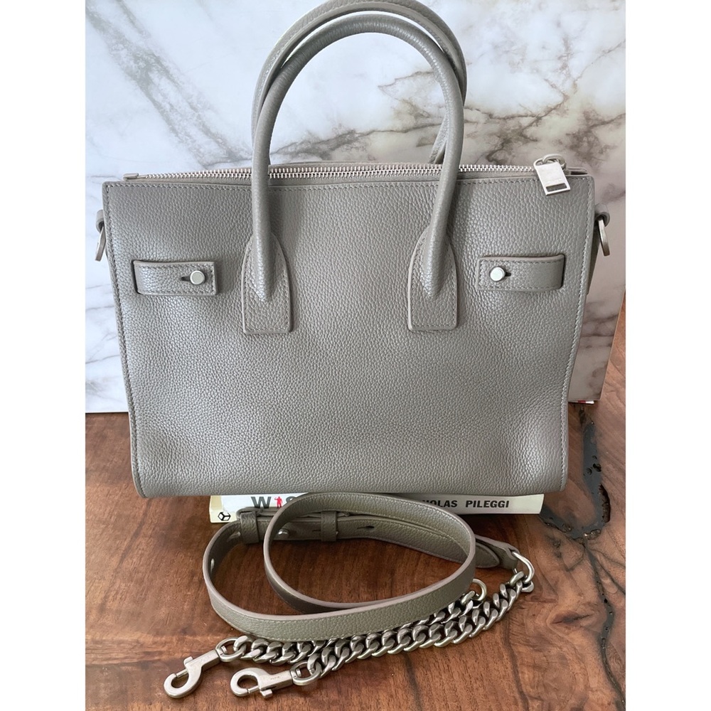Authentic Saint Laurent Small Grey Baby Sac De Jour Leather Tote Crossbody Bag - Picture 16 of 17
